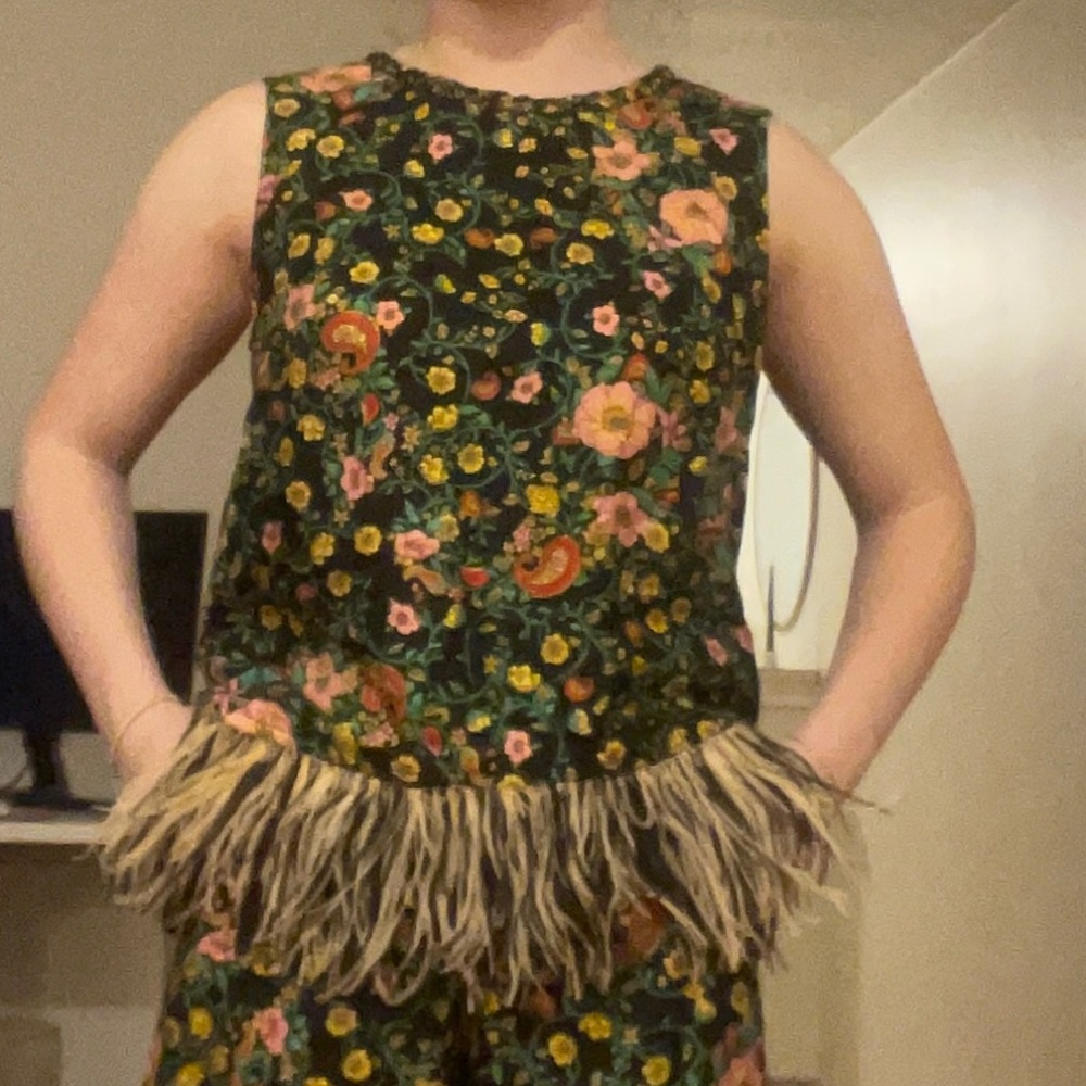 Kobi Halperin Feathered Satin Tank